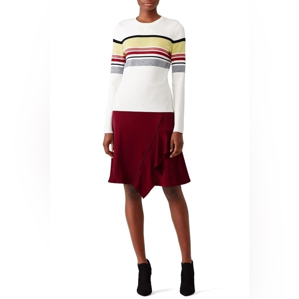 GREY Jason Wu Garnet Red Asymmetrical Ruffle Silk Blend Skirt Size 2